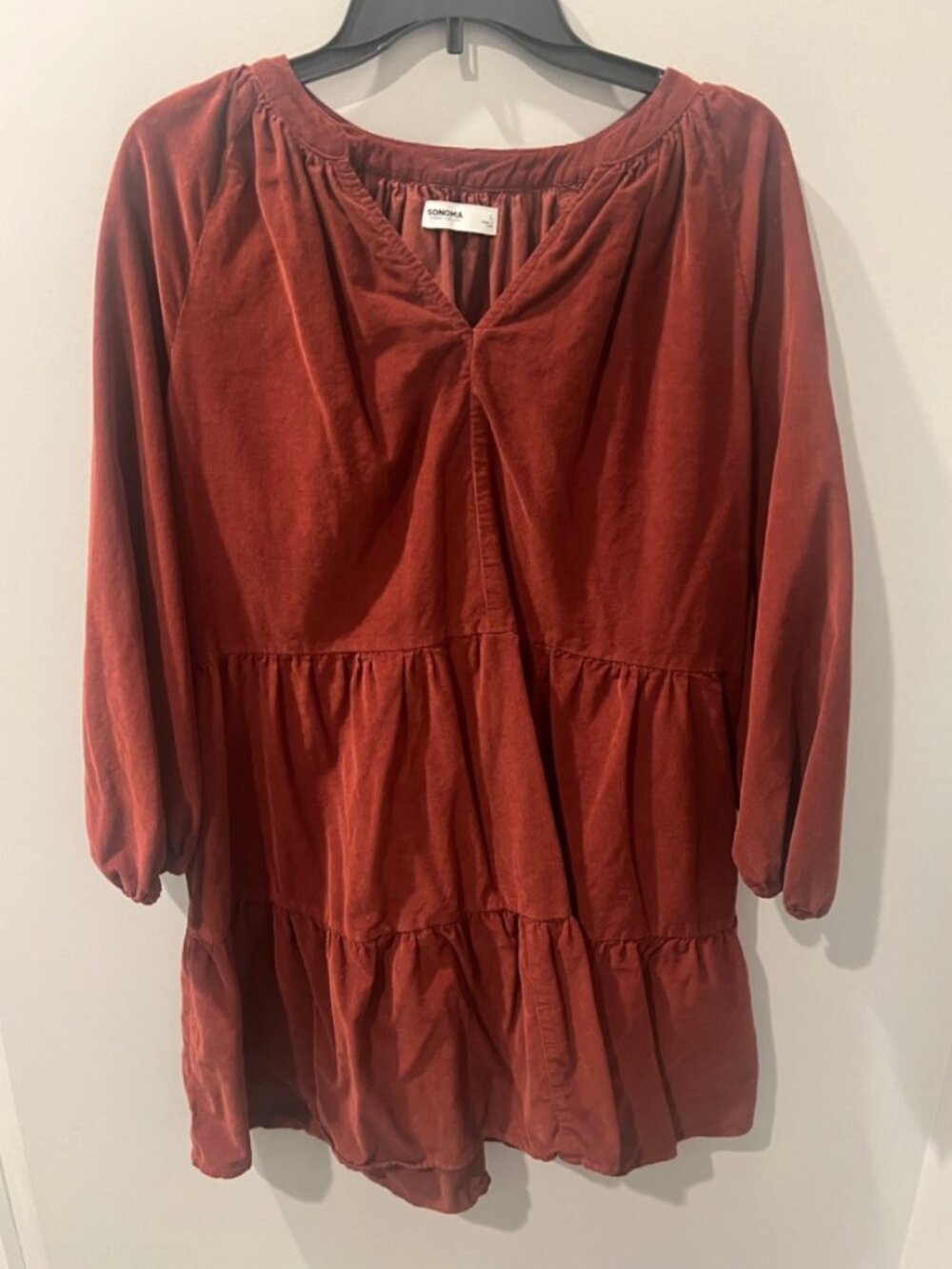 Brown Corduroy Mid Length Dress